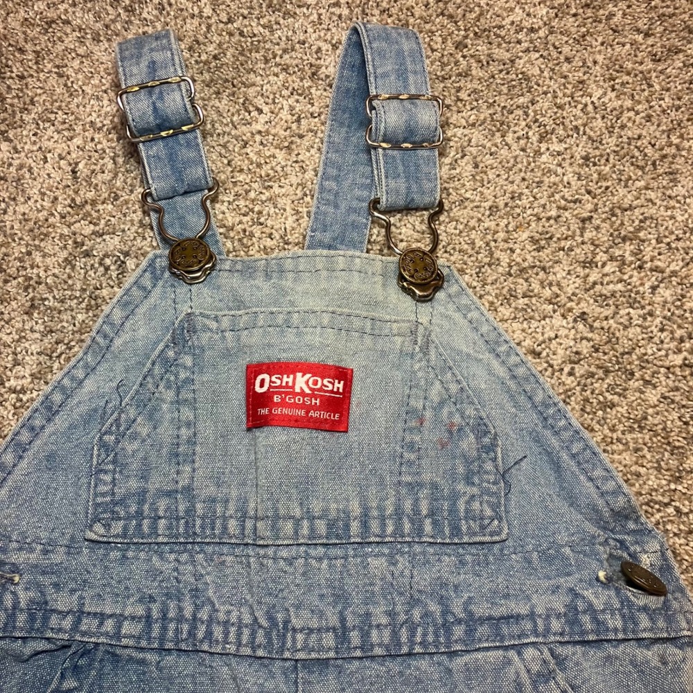 Vintage OshKosh Bgosh Vestbak Denim Overalls Light Wash Tractor Cuff Kids - Picture 9 of 12
